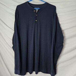 L.L. Bean Men’s XL Tall Long Sleeve Henley Shirt – Navy Blue – 100% Cotton
